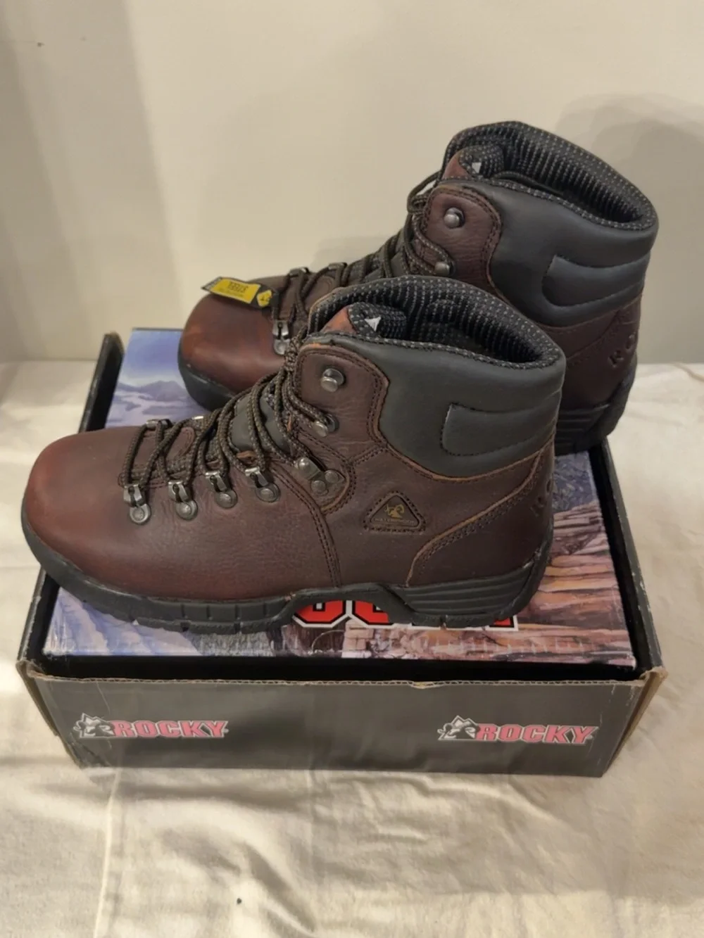 Rocky Brown Leather Steel Toe Work Boots
